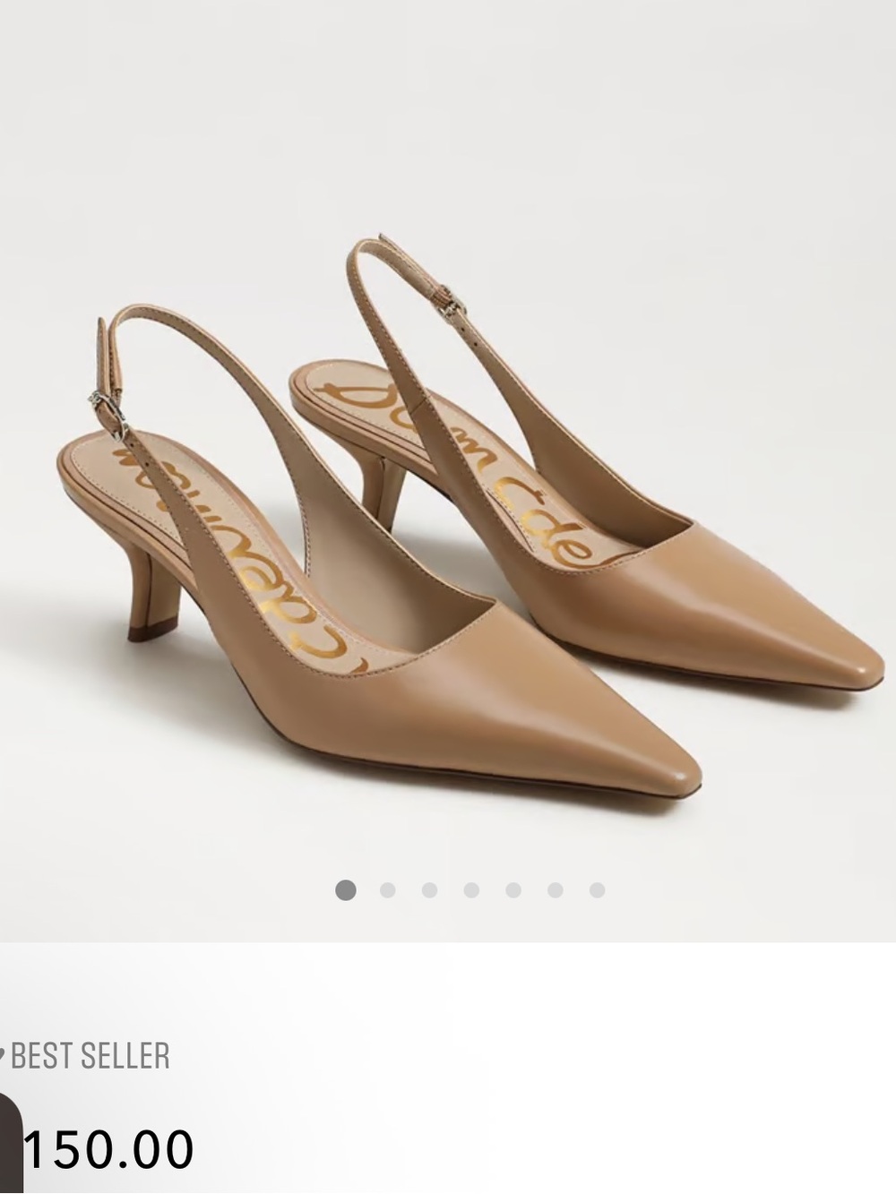Sam Edelman Bianka Slingback Pump Neutral Nude Leather 8.5 Wedding Formal Prom